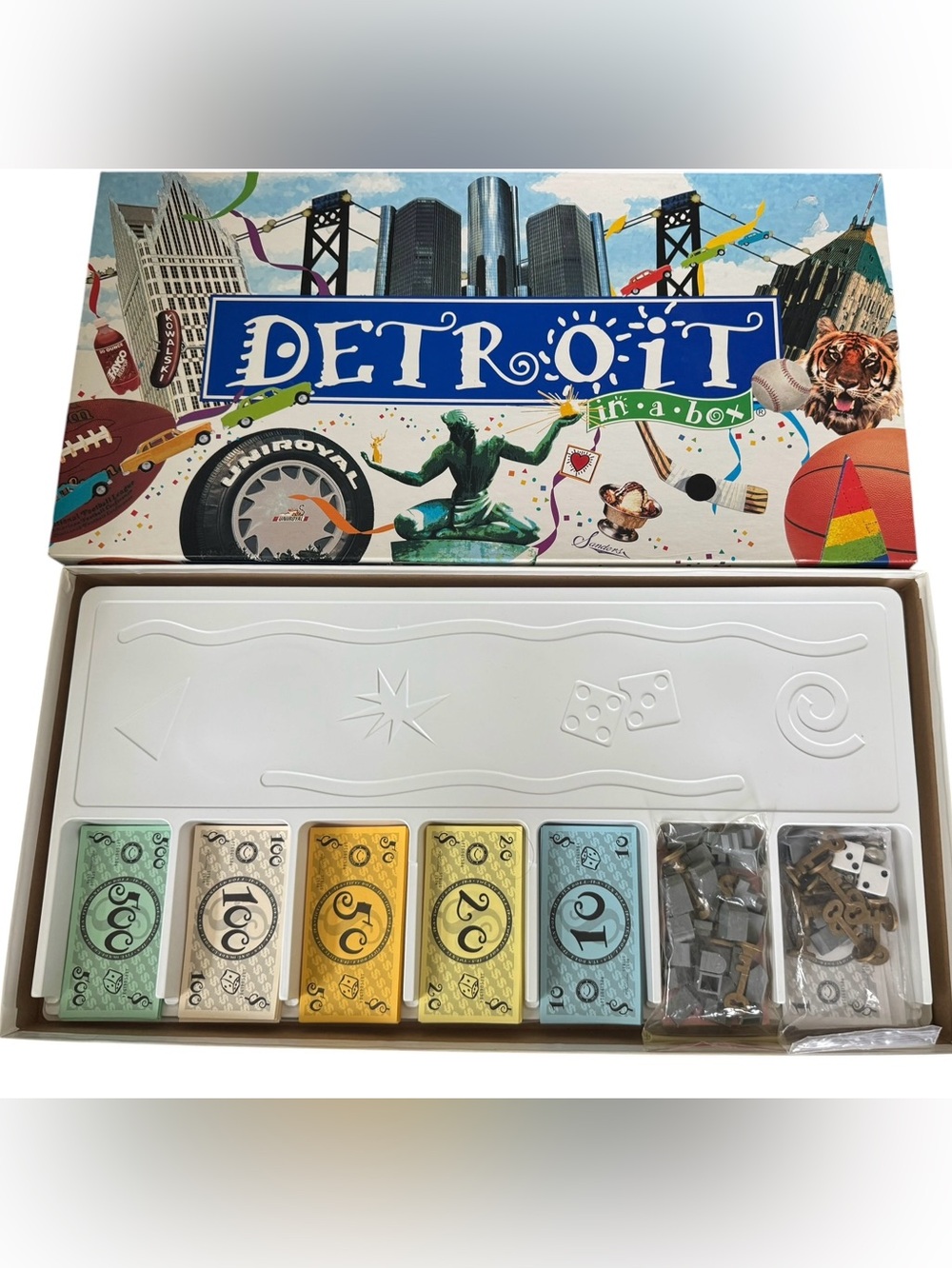 Vintage Detroit in a box monopoly style board game
